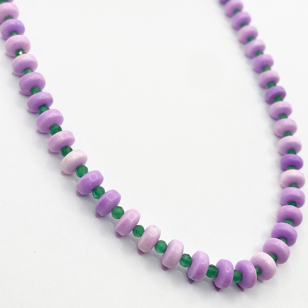 NEW Purple and Green Stone Beaded Necklace